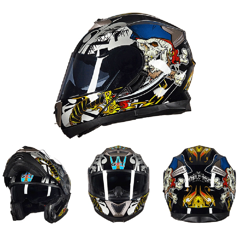 GXT Motorcycle Helmet Dual Lens Motocross Racing Riding Helmet Flip Up Casco Moto Men Capacete Da Motocicleta DOT Certification