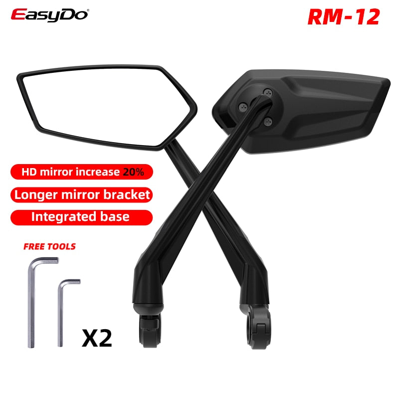 EasyDo Bicycle Handlebar Rear View Mirror Bike Cycling Wide Range Back Sight Reflector Adjustable Left Scooter E Bike Mirror