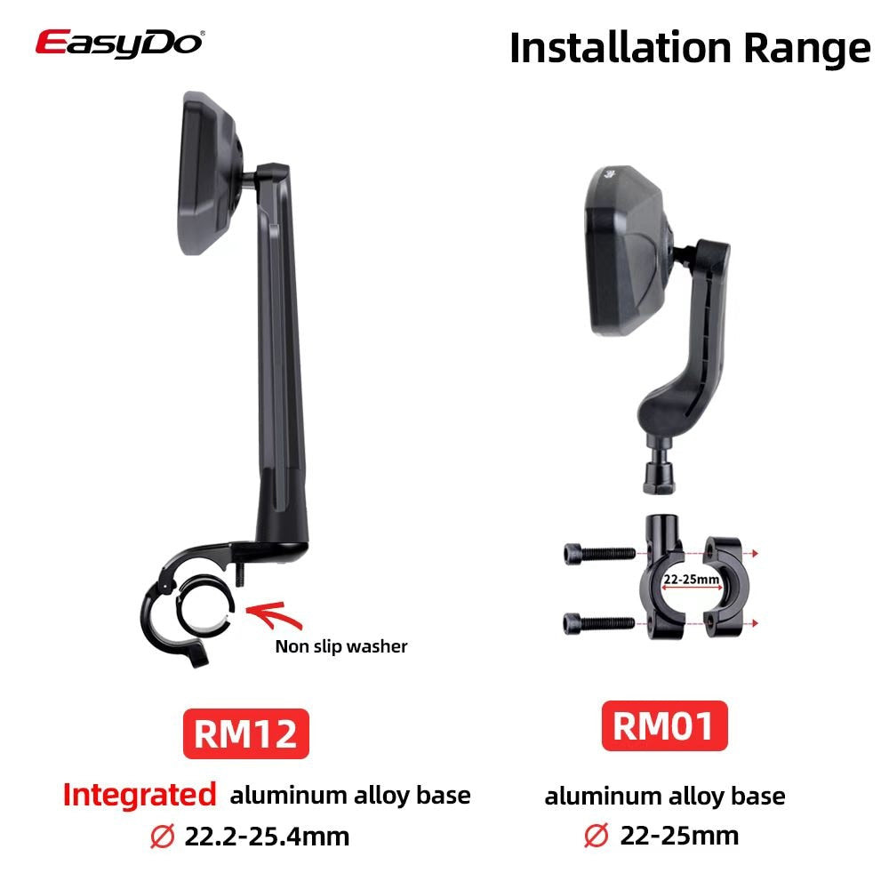 EasyDo Bicycle Handlebar Rear View Mirror Bike Cycling Wide Range Back Sight Reflector Adjustable Left Scooter E Bike Mirror