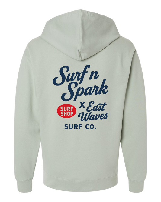 Surf n Spark x East Waves Hoodie – Sage Green