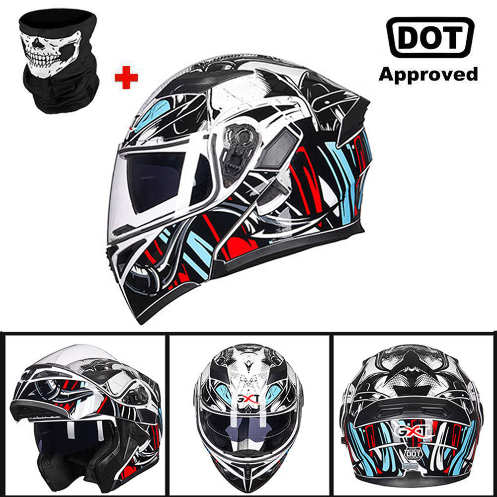 GXT Motorcycle Helmet Dual Lens Motocross Racing Riding Helmet Flip Up Casco Moto Men Capacete Da Motocicleta DOT Certification