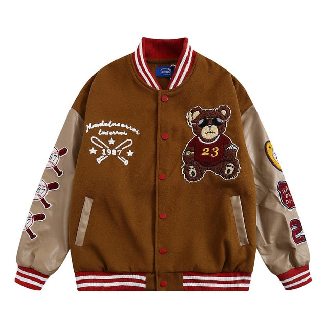 Letter Embroidered Motorcycle Jacket
