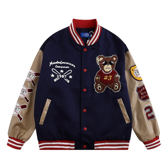 Letter Embroidered Motorcycle Jacket