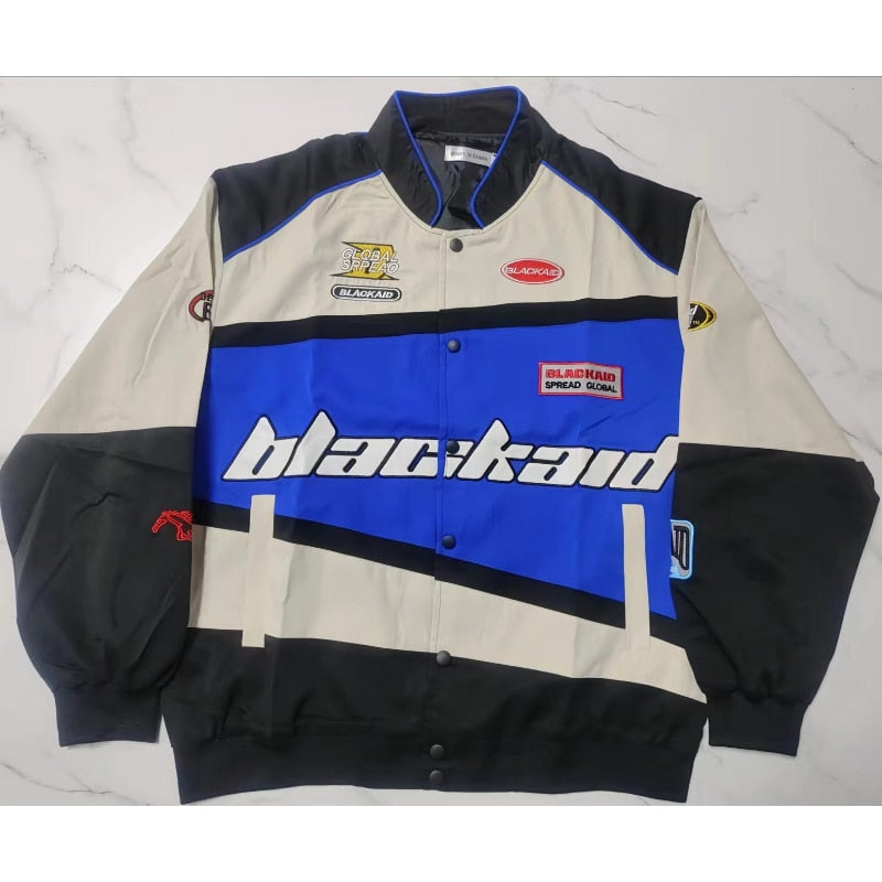 Letter Embroidered Motorcycle Jacket