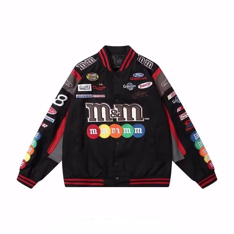 Letter Embroidered Motorcycle Jacket