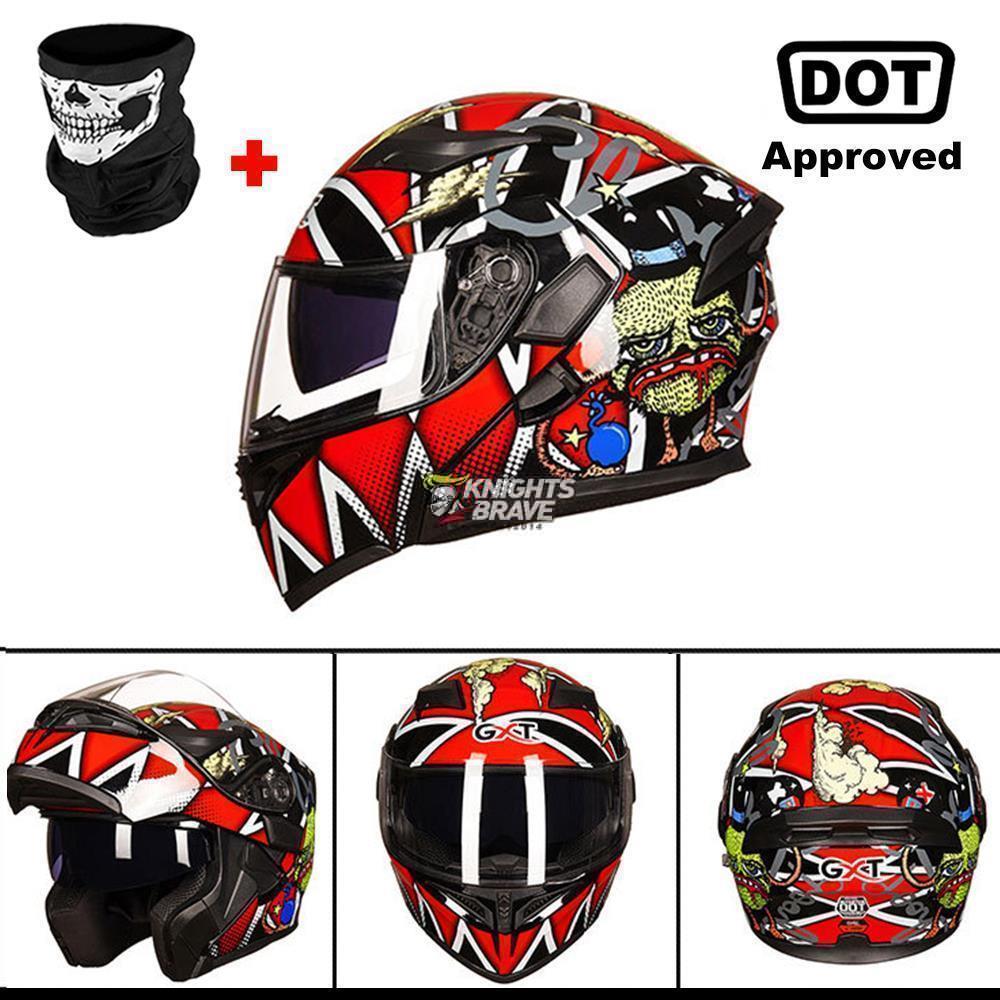GXT Motorcycle Helmet Dual Lens Motocross Racing Riding Helmet Flip Up Casco Moto Men Capacete Da Motocicleta DOT Certification
