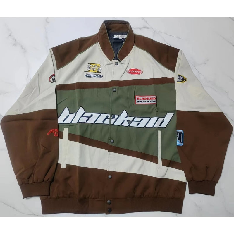Letter Embroidered Motorcycle Jacket