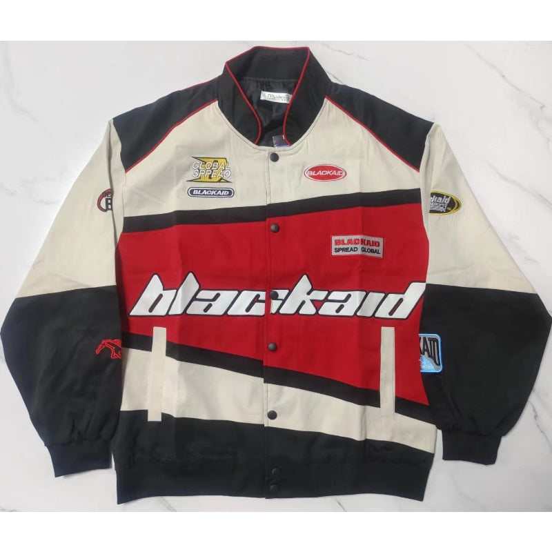Letter Embroidered Motorcycle Jacket