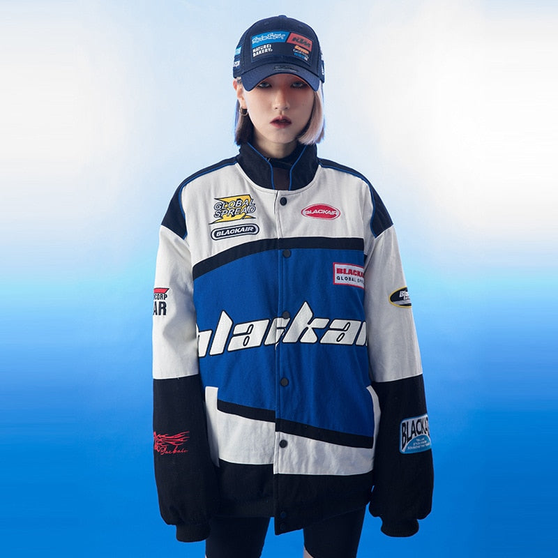 Letter Embroidered Motorcycle Jacket