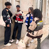 Letter Embroidered Motorcycle Jacket