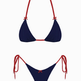 Coastal Contrast Bikini Set – Navy/Red (Top + Bottom)