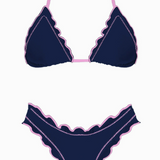 Midnight Ruffle Bikini Set – Navy/Pink (Top + Bottom)