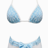 Sky Wrap Bikini Set – Blue/White (Top + Shorts Bottom)
