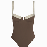 Mocha Contour One Piece – Brown/Cream