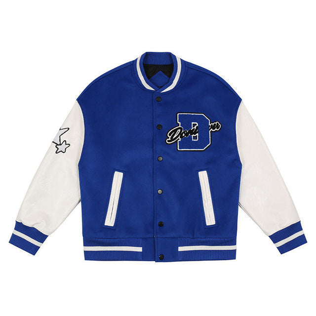 Letter Embroidered Motorcycle Jacket
