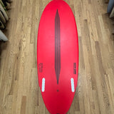 Red Fat Cat 5 foot 6 twin fin surfboard bottom