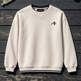 SurfNSpark Waffle Knit Crewneck — Cream — $60