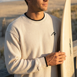 SurfNSpark Waffle Knit Crewneck — Cream — $60