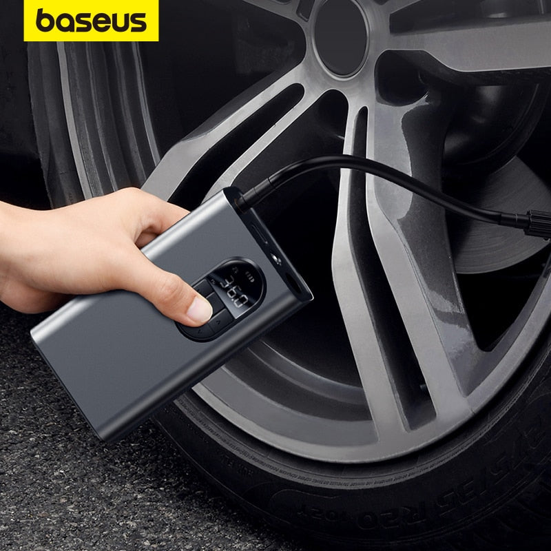 Baseus Portable Inflator Pump Car Air Compressor Smart Digital Tire Pressure Detection Auto Tire Pump for Car Bike Motorcycle